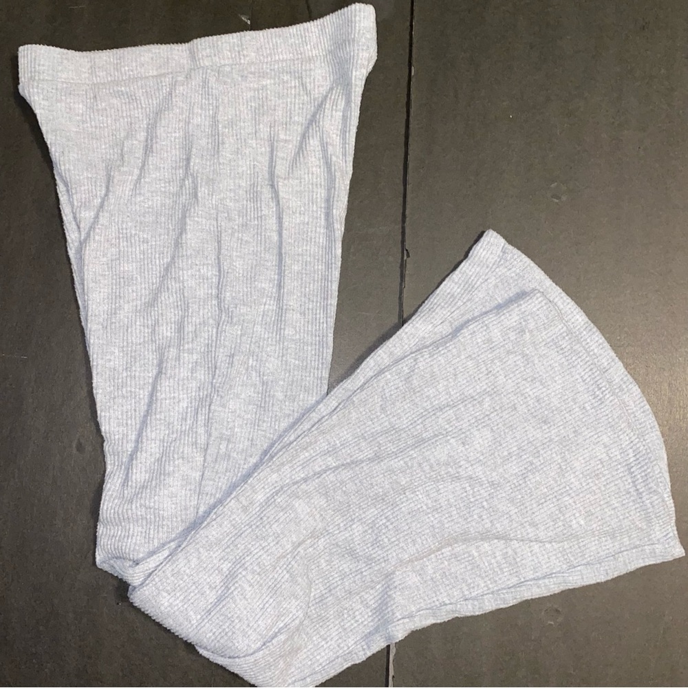 Forever 21 Medium Gray Ribbed Wide Leg Flare Leg Pants